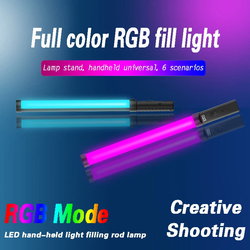 Creative LED handheld fill light stick photography camera atmosphere light RGB full-color fill light disco DJ stick light 50CM