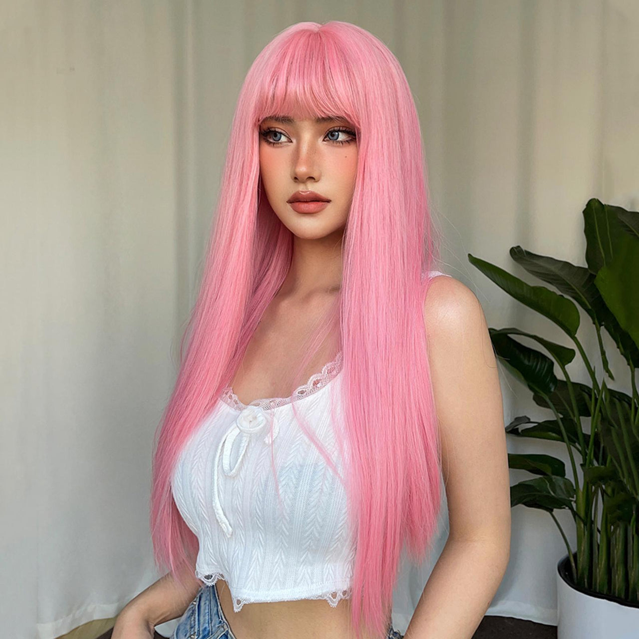 28 Inch pink Long Wavy Wigs for Women WL1092-2