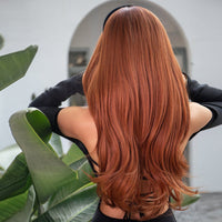 Thumbnail for Long curly wigs orange with bangs wigs for women for daily life LC028-1