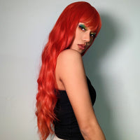 Thumbnail for Long curly wigs red with bangs wigs for women for daily life LC6053-1