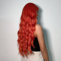 Thumbnail for Long curly wigs red with bangs wigs for women for daily life LC6053-1