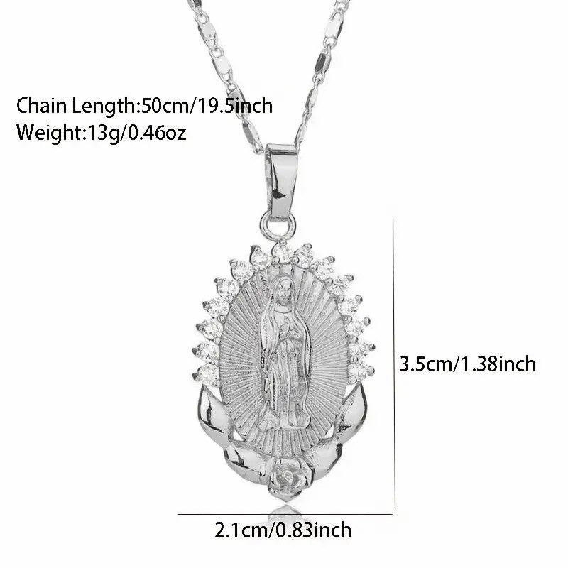 1pc Men's Virgin Mary Pendant Necklace Three Colors Available