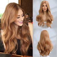 Thumbnail for 26 inches natural wave and long hair brown fashion wig LC8044-1