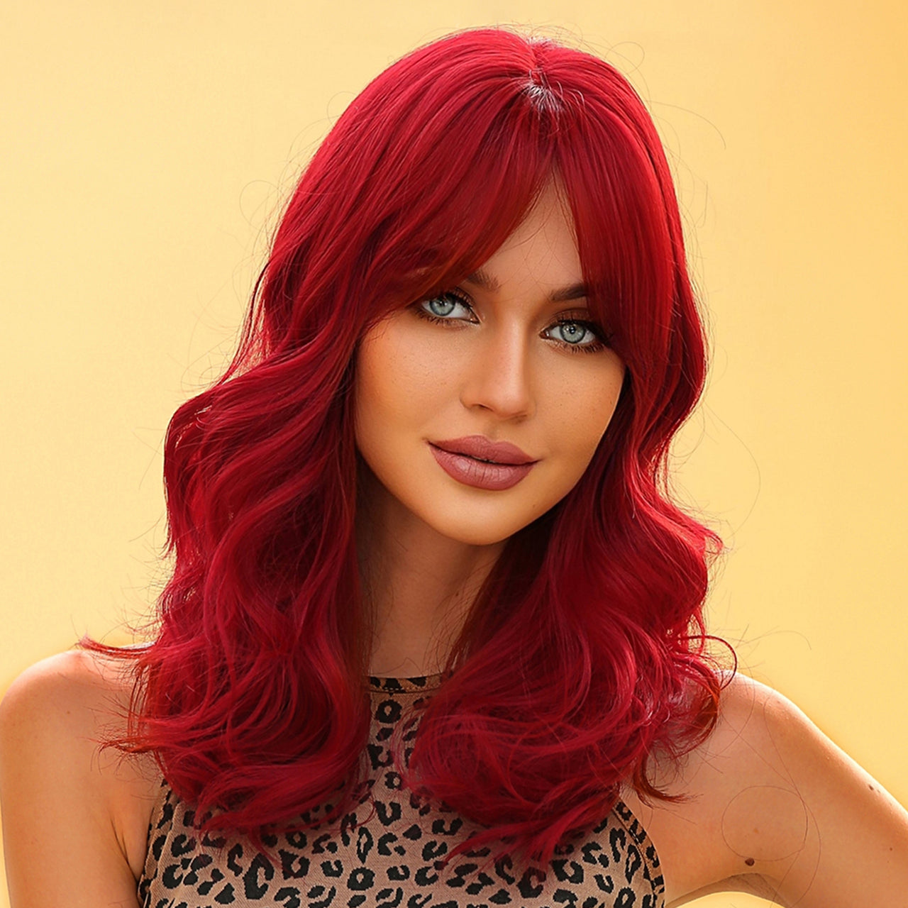 18 Inch Red Wavy Bob With Bangs for Women WL1048-1