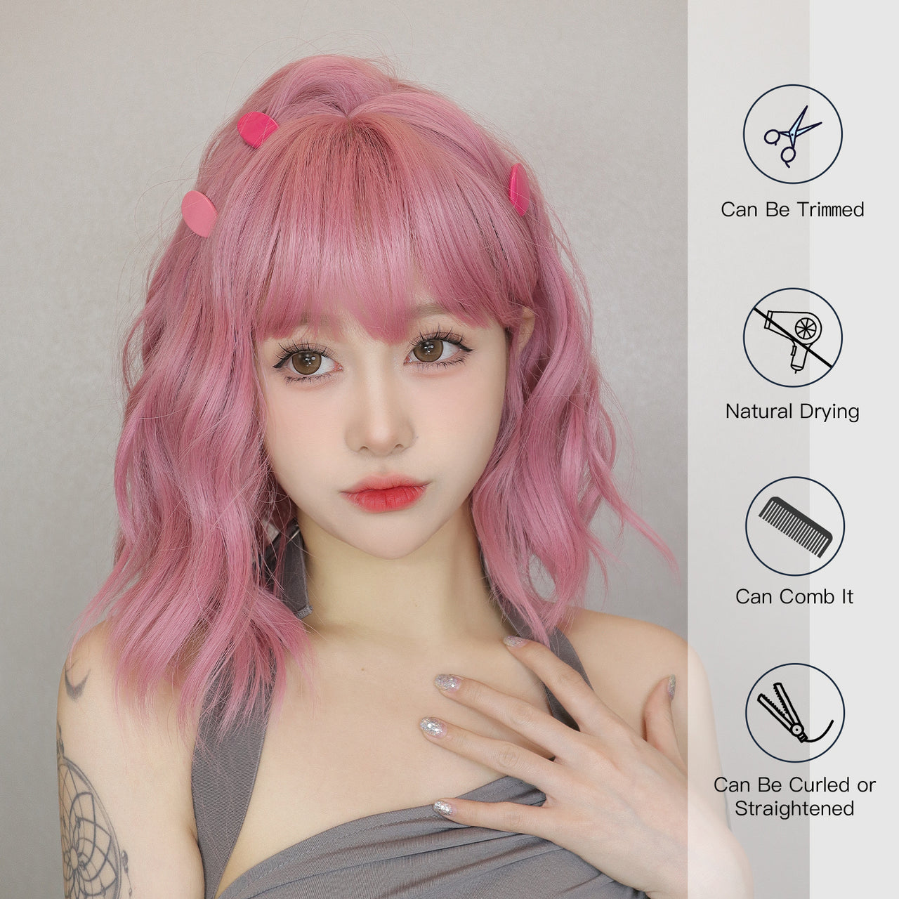 14 inch Pink Curly Short wig Women's wig LC8058-1