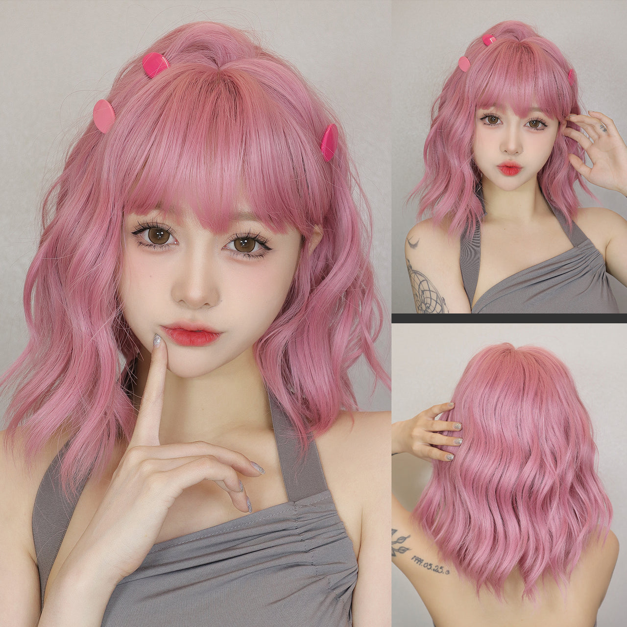 14 inch Pink Curly Short wig Women's wig LC8058-1