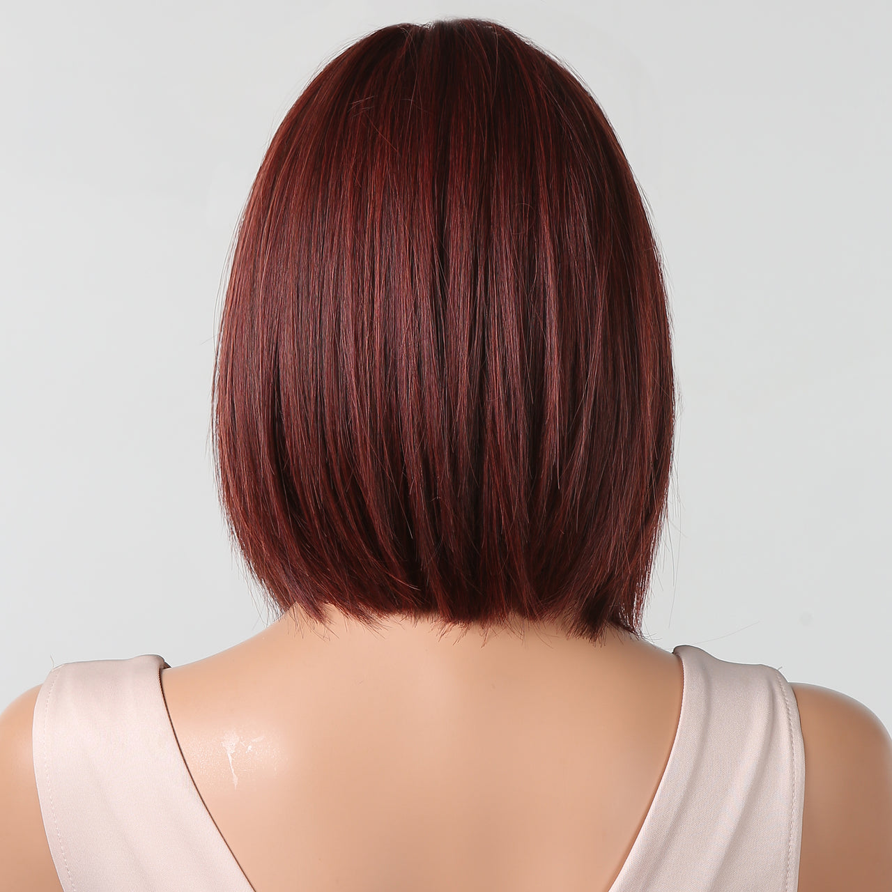 12 Inches Short Straight Wine Red Bobo Wigs with Bangs Women's WIgs for Daily or Cosplay Use LC2080-8