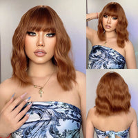 Thumbnail for Short Curly bobo wigs red with bangs wigs for women for daily party LC031-1