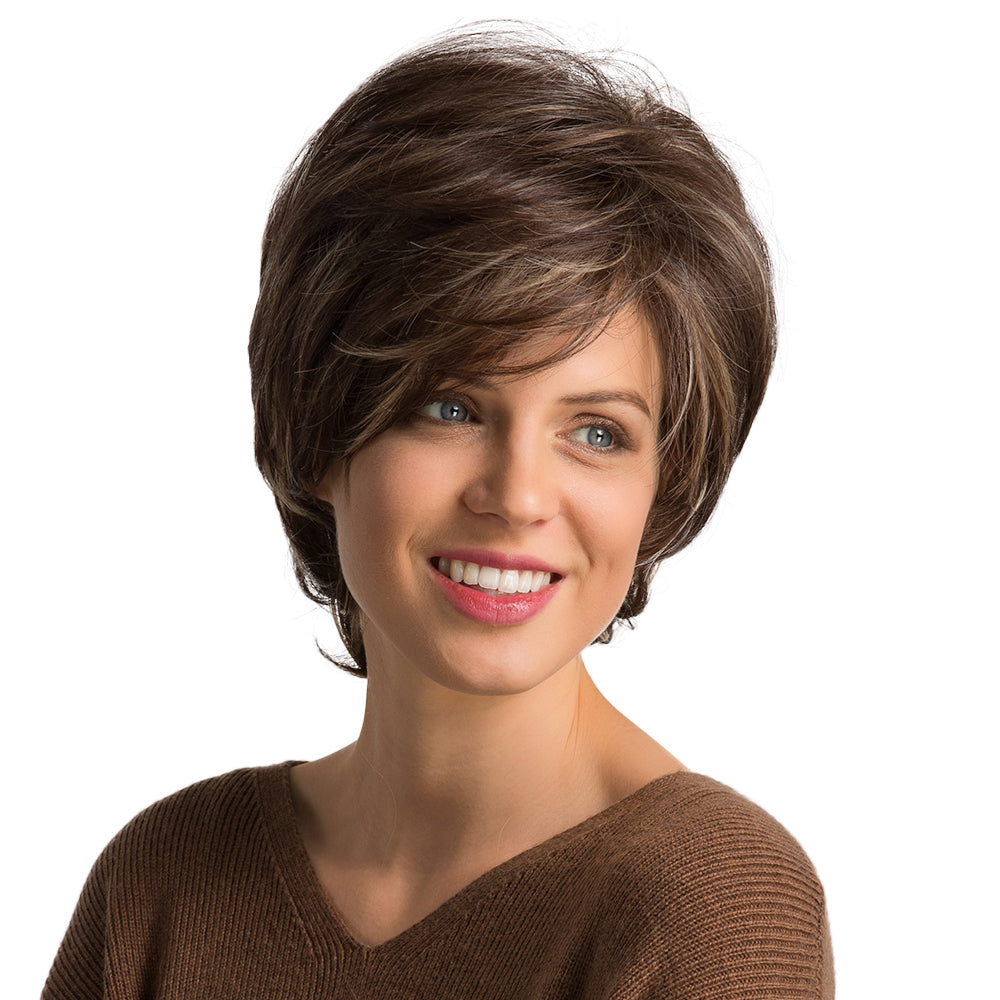 Short Blonde and Brown Pixie Cut Wigs With Blonde Highlight Pixie Cut Wigs for Women Daily Use SS109-1