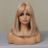 Thumbnail for 16 Inch long straight wigs blonde with bangs wigs for women daily or cosplay use LC046-1