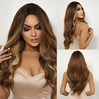 Thumbnail for 24 Inches Long Curly Brown Wigs Women's Wigs for Daily or Cosplay Use LC077-1