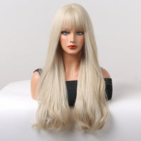 Thumbnail for 24 Inch Long Platinum Wavy Wig With Bangs Synthetic Heat Resistant Wig LC5038-1