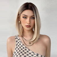 Thumbnail for 14 Inch Brown Ombre Blonde Bob Wigs for Women WL1049-1