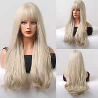 Thumbnail for 24 Inch Long Platinum Wavy Wig With Bangs Synthetic Heat Resistant Wig LC5038-1