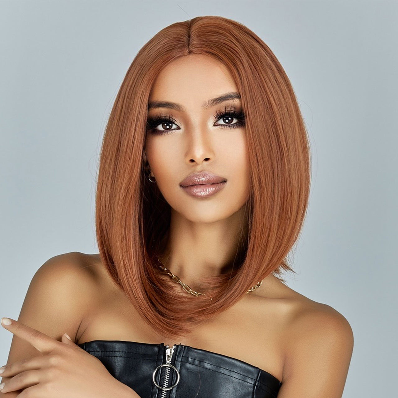 14 Inch Orange Middle Part Bob for Women WL1034-1