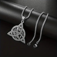 Thumbnail for 1pc New Viking Witch Celtic Knot Pendant Necklace, Stainless Steel Gothic Necklace, Protection Amulet Jewelry For Women Men