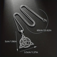 Thumbnail for 1pc New Viking Witch Celtic Knot Pendant Necklace, Stainless Steel Gothic Necklace, Protection Amulet Jewelry For Women Men