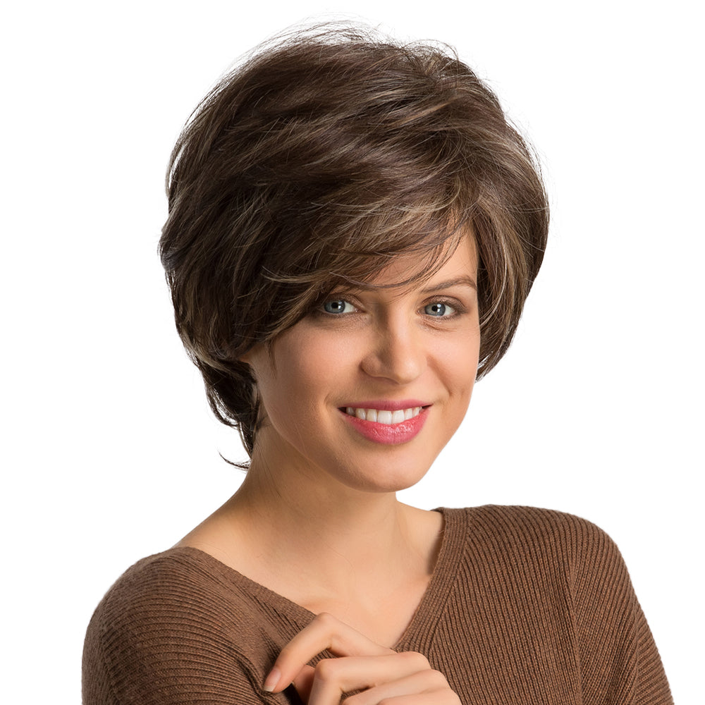 Short Blonde and Brown Pixie Cut Wigs With Blonde Highlight Pixie Cut Wigs for Women Daily Use SS109-1