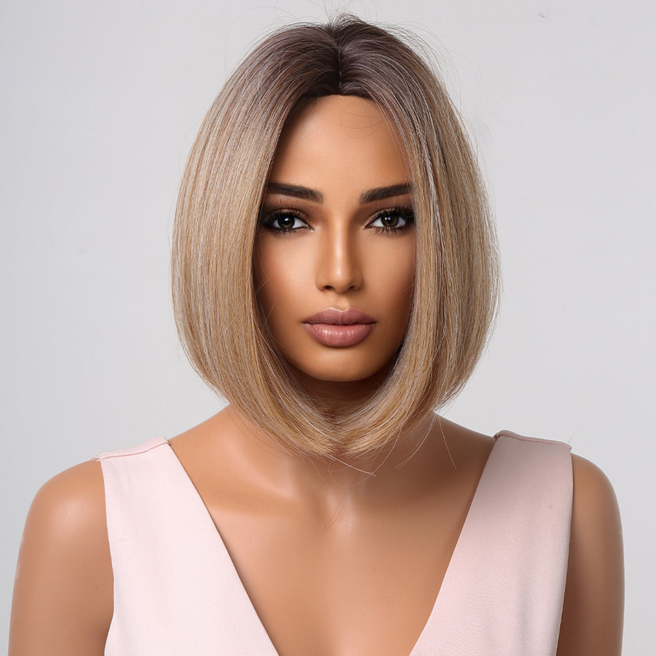 12-inch brown ombre blonde Short Straight Bob Wigs for Women LC2015-1