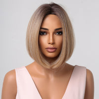 Thumbnail for 12-inch brown ombre blonde Short Straight Bob Wigs for Women LC2015-1