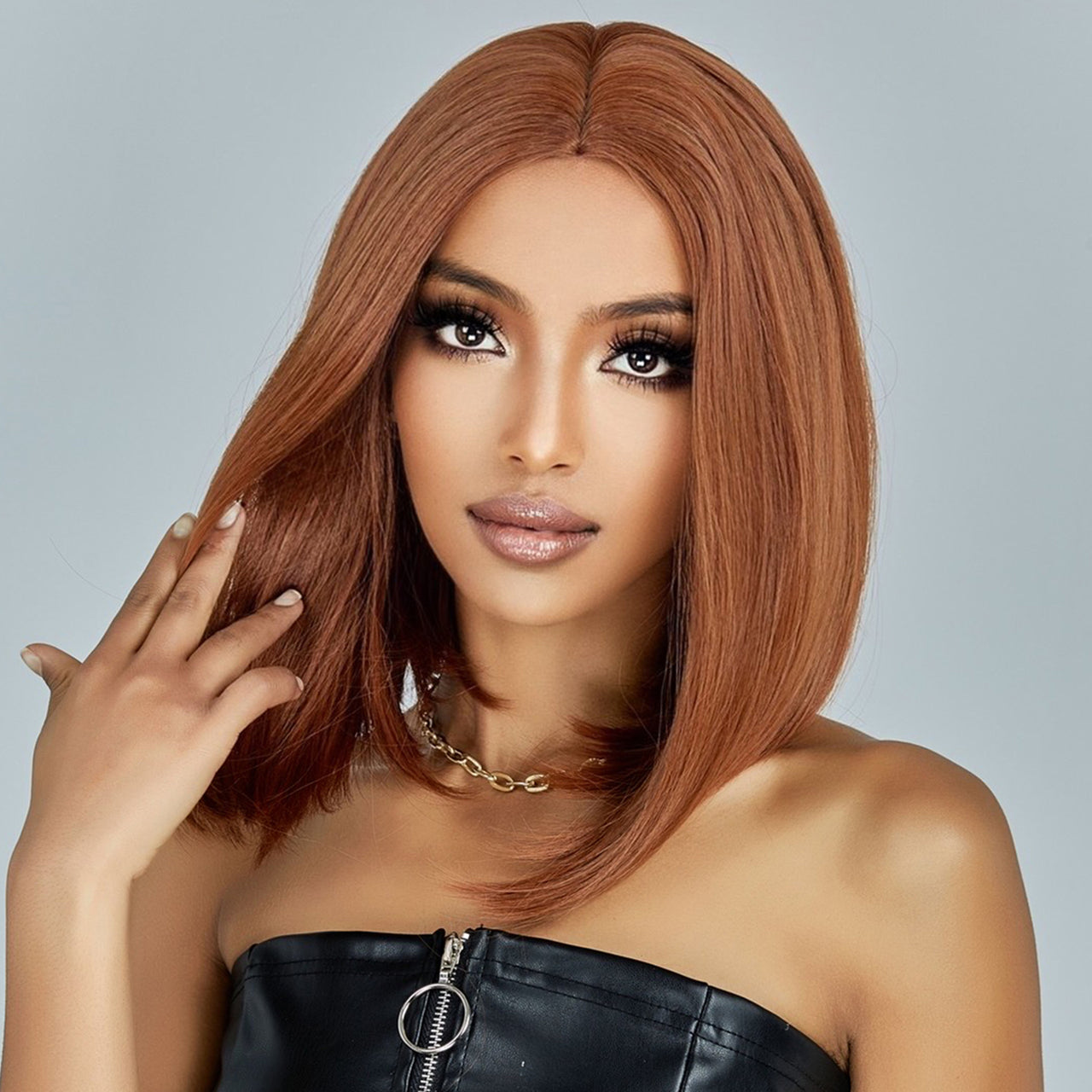 14 Inch Orange Middle Part Bob for Women WL1034-1