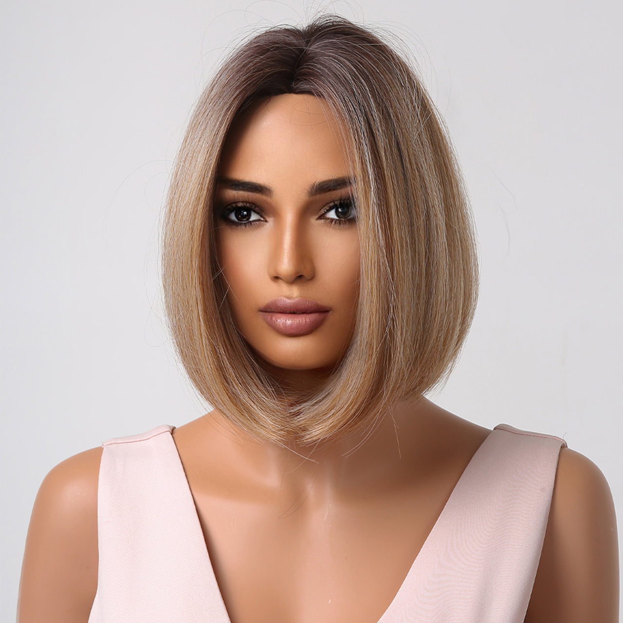 12-inch brown ombre blonde Short Straight Bob Wigs for Women LC2015-1