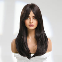 Thumbnail for 18 Inch long straight wigs brown with bangs wigs for women daily or cosplay use LC8015