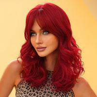 Thumbnail for 18 Inch Red Wavy Bob With Bangs for Women WL1048-1