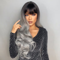 Thumbnail for 28 Inch Brown Ombre Gray Long Wavy Wigs for Women LC6109-1