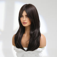 Thumbnail for 18 Inch long straight wigs brown with bangs wigs for women daily or cosplay use LC8015