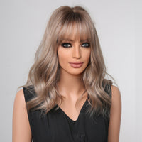 Thumbnail for 16 Inch Light Brown Shoulder-Length Wavy Hair With Bangs Synthetic Heat Resistant Wig LC1006-1