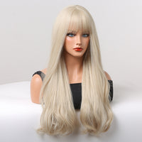 Thumbnail for 24 Inch Long Platinum Wavy Wig With Bangs Synthetic Heat Resistant Wig LC5038-1