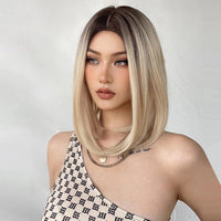 Thumbnail for 14 Inch Brown Ombre Blonde Bob Wigs for Women WL1049-1