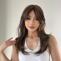 Thumbnail for Long curly wigs brown ombre blonde with bangs wigs for women for daily life LC5207-1