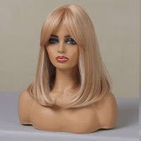 Thumbnail for 16 Inch long straight wigs blonde with bangs wigs for women daily or cosplay use LC046-1