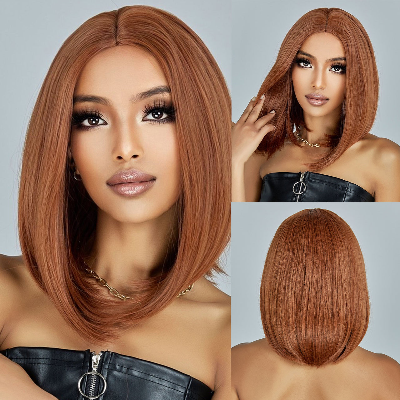 14 Inch Orange Middle Part Bob for Women WL1034-1