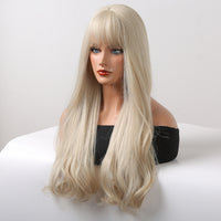 Thumbnail for 24 Inch Long Platinum Wavy Wig With Bangs Synthetic Heat Resistant Wig LC5038-1