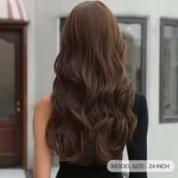 Thumbnail for 26 inch Long curly brown wigs with bangs wigs for women for daily life WL1071-1