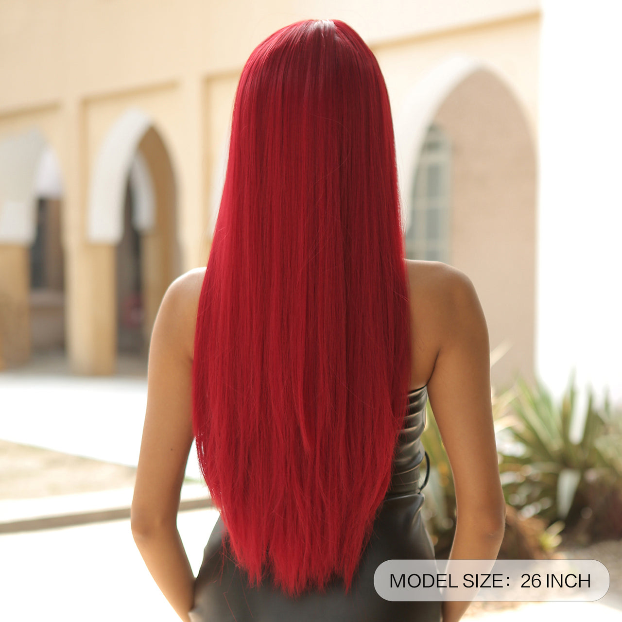 26Inch Red Long Straight Wigs for Women WL1085-1