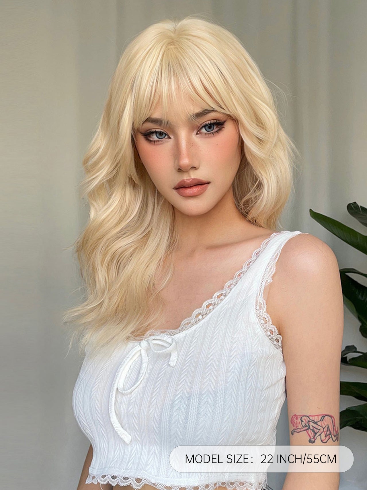 20 Inches Long Curly Blonde Wigs with Bangs Synthetic Wigs Women's Wigs for Daily or Cosplay Use WL1089-1