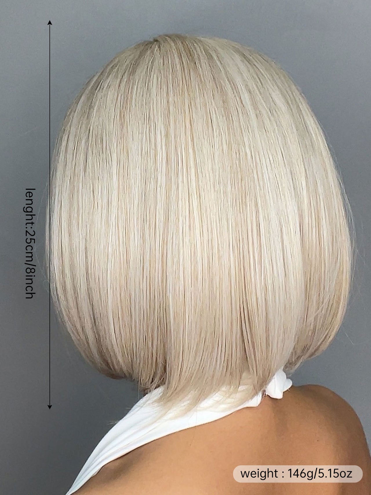 12 inch short straight ivory Bob wig with bangs Women's wig for daily  or cosplay use SS180-1