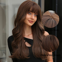 Thumbnail for 26 inch Long curly brown wigs with bangs wigs for women for daily life WL1071-1