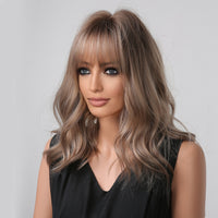 Thumbnail for 16 Inch Light Brown Shoulder-Length Wavy Hair With Bangs Synthetic Heat Resistant Wig LC1006-1