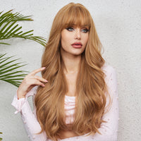 Thumbnail for 26 Inches Long Curly Brown Blonde Wigs with Bangs Synthetic Wigs Women's Wigs for Daily Use,Cosplay or Party Taking Photos  LC9056-1