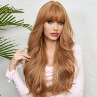 Thumbnail for 26 Inches Long Curly Brown Blonde Wigs with Bangs Synthetic Wigs Women's Wigs for Daily Use,Cosplay or Party Taking Photos  LC9056-1