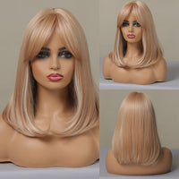 Thumbnail for 16 Inch long straight wigs blonde with bangs wigs for women daily or cosplay use LC046-1