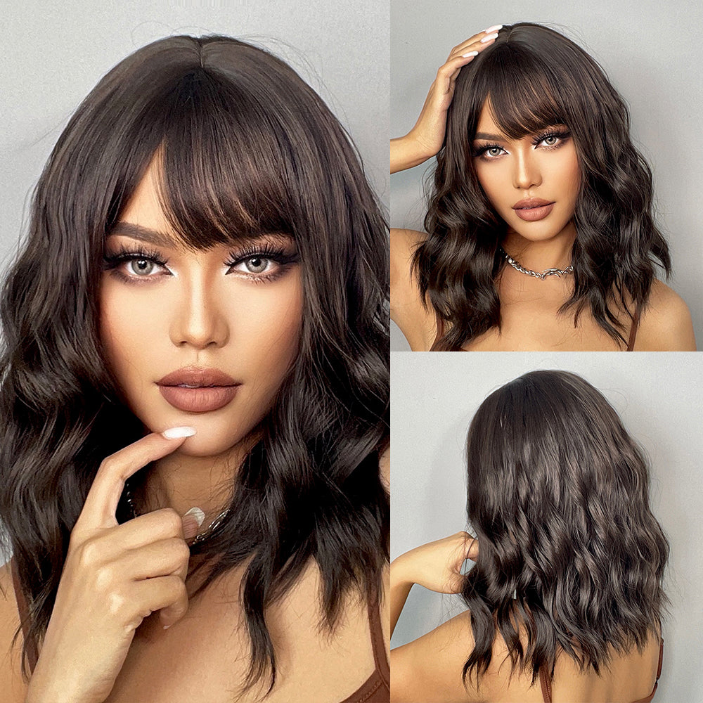 12 inches wave short bob hair black women wig LC210-4