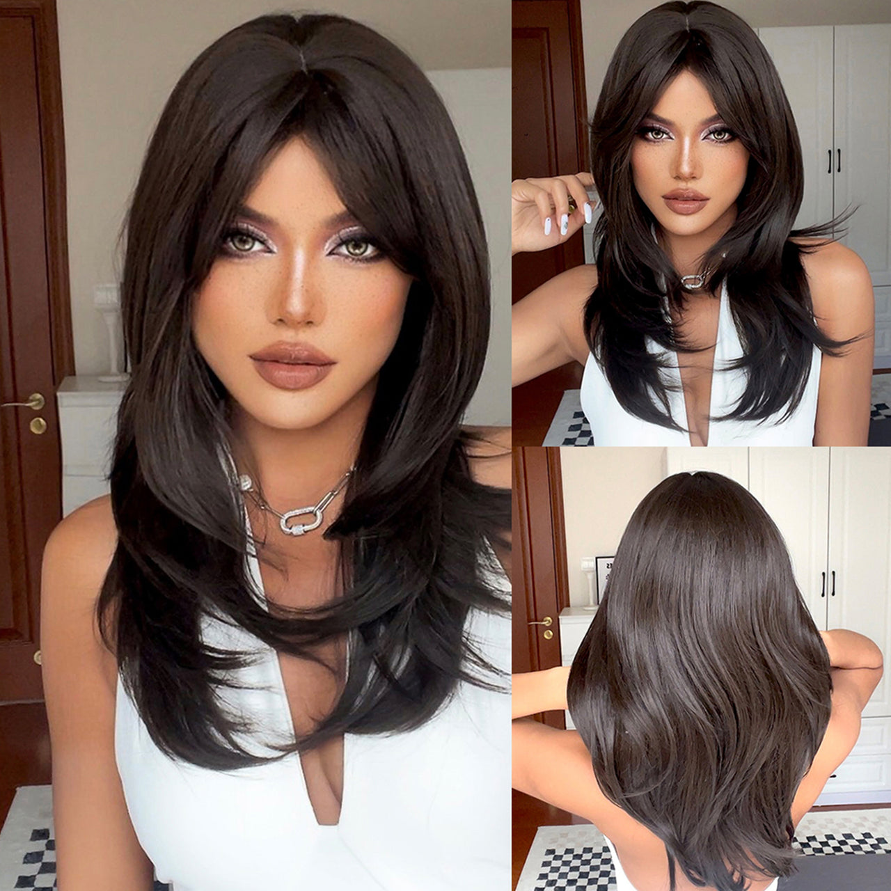 22 Inch Dark Brown Long hair for Women LC259-8