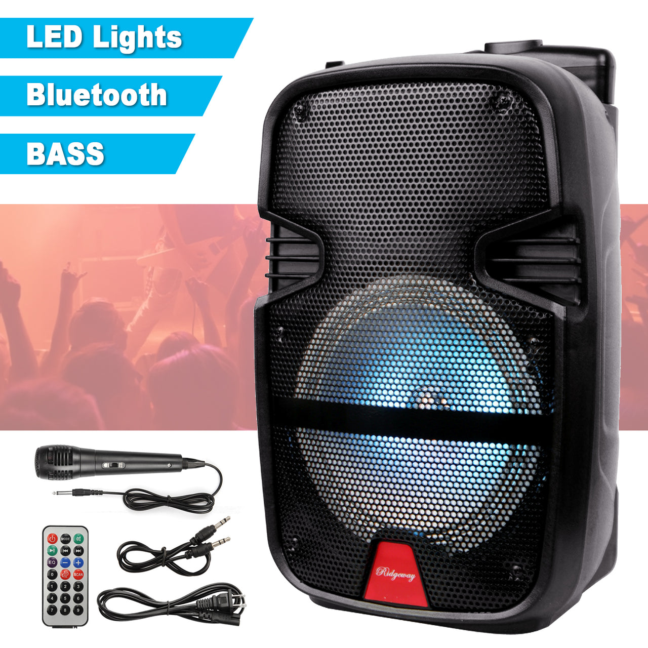 8" 4,400 Watts Wireless Portable Party Bluetooth Speaker With Microphone &Remote