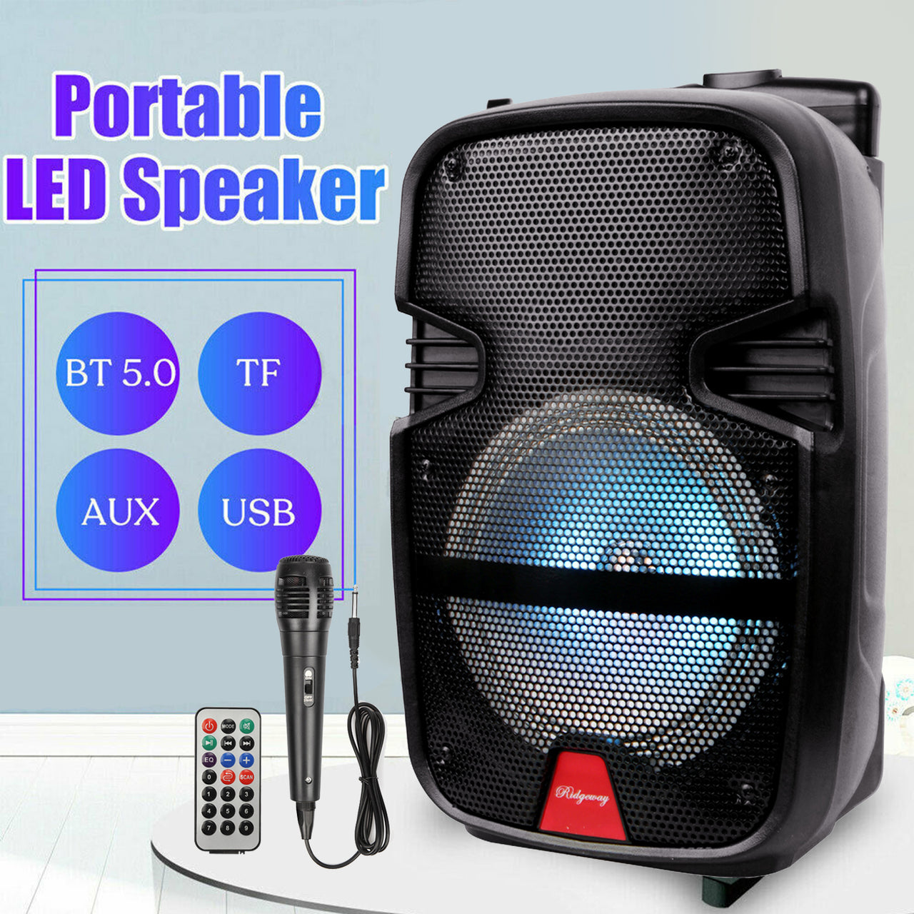 8" 4,400 Watts Wireless Portable Party Bluetooth Speaker With Microphone &Remote